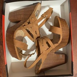 Brown platform heels